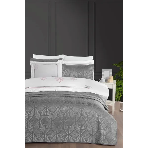 Set Mbulesë Shtrati, Antrasit, Pierre Cardin, 9 Pjesë