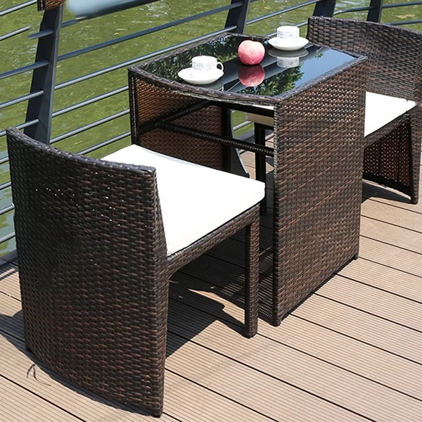 Set Kopshti, 2 Karrige & 1 Tavolinë, Ratan, Dark Brown
