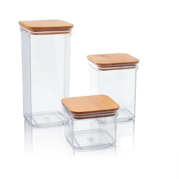 Set Kavanoza, 3 Copë, Plastikë, 1.5L, 0.9L, 0.45L