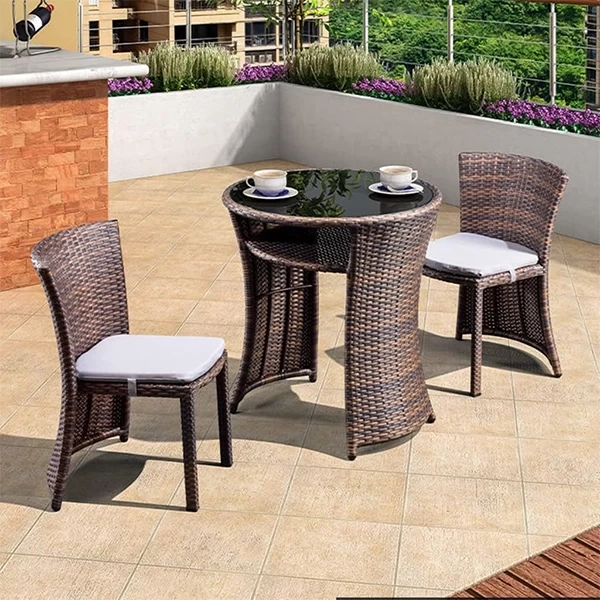 Set Kopshti, 2 Karrige & 1 Tavolinë, Ratan, Brown