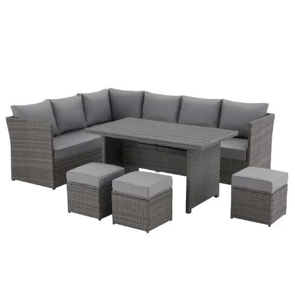 Set Kopshti Këndore + 3 Tabure + Tavolinë, 6 Pjesë, MSL6129